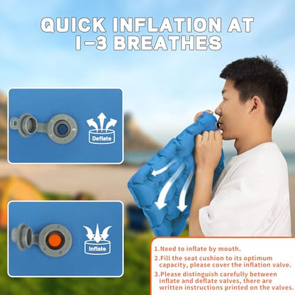Inflatable Seat Cushion, Lightweight Waterproof Stadium Seat Pads - color: New Blue