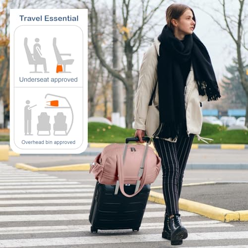 TOPDesign Travel Duffel Bag, Puffy Carry On Overnight, Gym Bag w/Wet Pocket - color: Dark Pink