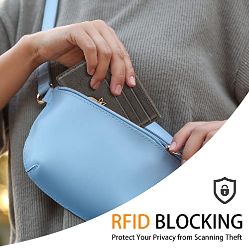 SEAVILIA Credit Card Holder Small Keychain Wallet for Women RFID Blocking - color: Deep Grey