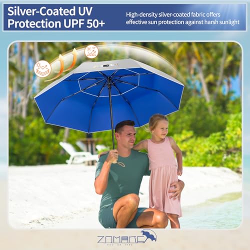 ZOMAKE UV Umbrella for Sun Protection, Travel Compact Sun Umbrellas 46Inch - color: B:Silver,Blue a
