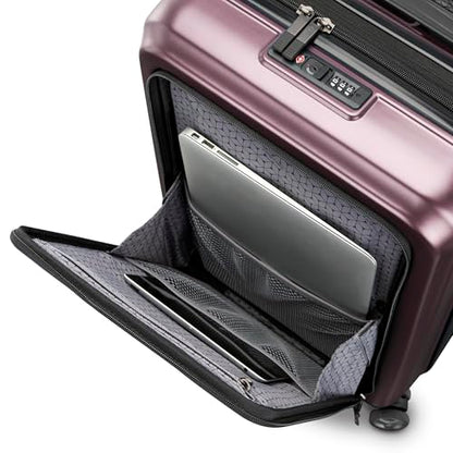Samsonite Octiv Pro 3-Piece Hardside Lightweight (21/24/28) Front Pocket Carry-On Pro, Medium & Large-Checked Luggage Set, Expandable, Four Spinner Wheels, Adjustable Handle, TSA Lock – Purple - color: Amethyst Purple, size: 3-Piece Set (Pro 21 with Front