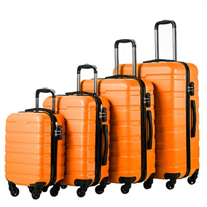 Coolife Luggage Set, Lightweight Durable Hardshell, 4 piece, Orange - color: Family Set-Orange