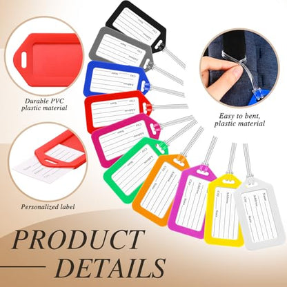 Kigeli Luggage Tags Bulk, Suitcases Backpack Baggage, 60 Pcs, PVC Rope - style: PVC Rope