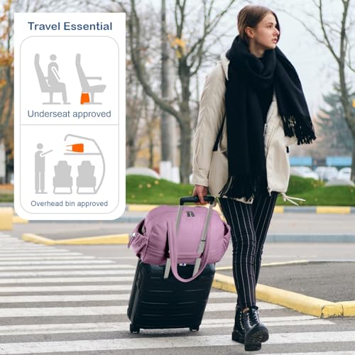 TOPDesign Travel Duffel Bag, Puffy Carry On Overnight, Gym Bag w/Wet Pocket - color: Purple