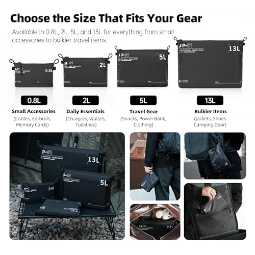 AMBITFUL AP-01 Water-Resistant Organizer Pouch, 17.7''x12.9'',13L,Black - size: XL（13L）