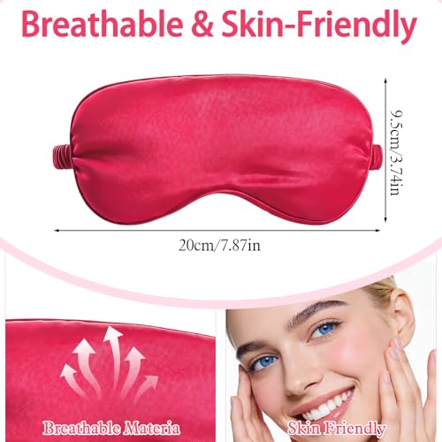 4pcs Sleep Mask, Silk Eye Mask for Sleeping Eyes Cover Blackout Eye Masks, Elastic Adjustable Soft Night Eyes Shade for Sleeping Women Men
