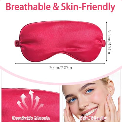 4pcs Sleep Mask, Silk Eye Mask for Sleeping Eyes Cover Blackout Eye Masks, Elastic Adjustable Soft Night Eyes Shade for Sleeping Women Men