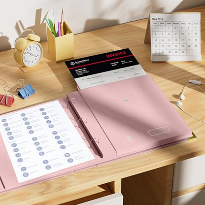 Important Document Organizer – Emergency File Folder Protect Your Family’s Legacy with 3-Ring and Label Pockets, Perfect for Home Office Filing and Gift Giving on Special Occasions - color: Pink