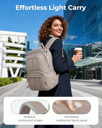 BAGSMART College Laptop Backpack,Cute Travel Backpack for Women,Quilted Computer Bookbag - color: 09-rose Purple