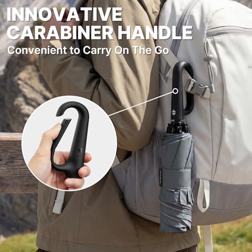 G4Free 46inch Ring Buckle Umbrella, Inverted Design with Carabiner Handle - color: Grey