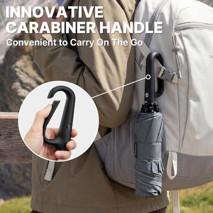 G4Free 46inch Ring Buckle Umbrella, Inverted Design with Carabiner Handle - color: Grey