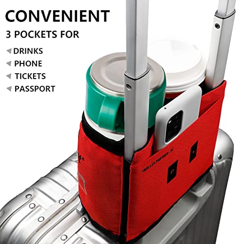riemot Luggage Travel Cup Holder Free Hand Water Bottle Carrier Red - color: No Hook & Loop: Red