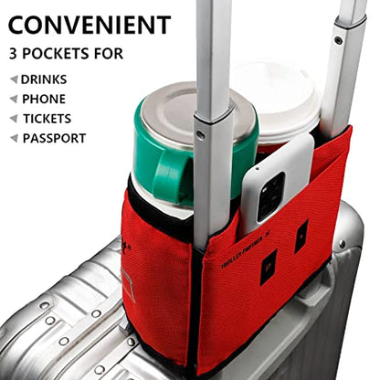 riemot Luggage Travel Cup Holder Free Hand Water Bottle Carrier Red - color: No Hook & Loop: Red
