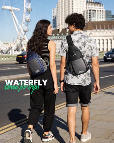 WATERFLY Packable Sling Bag RFID Travel Crossbody Backpack for Women Men - color: Gray
