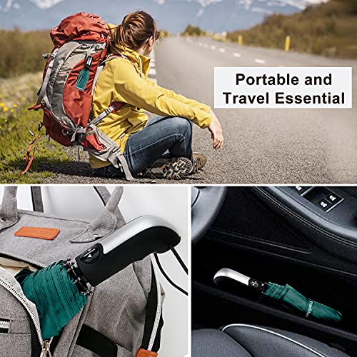 TradMall Travel Umbrella Windproof 46 Inches Canopy, Dark Green - color: Dark Green, size: 46 Inches
