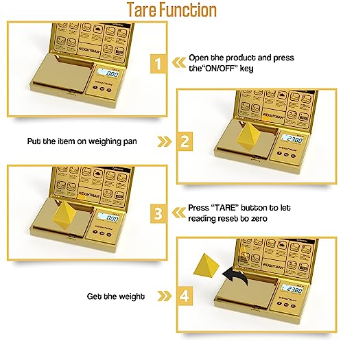WEIGHTMAN Digital Scale Gram, 200g/0.01g Pocket Scale Gold Titanium Plating - color: Gold