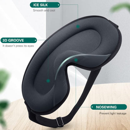Eye Mask for Sleeping Light Blocking,Side Sleeper Women Men, 3D Contoured Cup Sleeping Mask, Soft Breathable Sleep Eye Mask with Adjustable Elastic Strap for Flight Nap，Black-3D - color: Black