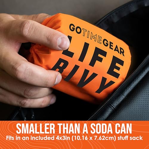 Go Time Gear Life Bivy Emergency Survival Sleeping Bag Thermal Bivy - Use as Emergency Bivy Sack, Survival Sleeping Bag, Mylar Emergency Blanket - color: Orange, size: 1 Pack