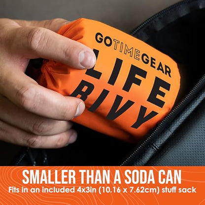 Go Time Gear Life Bivy Emergency Survival Sleeping Bag Thermal Bivy - Use as Emergency Bivy Sack, Survival Sleeping Bag, Mylar Emergency Blanket - color: Orange, size: 1 Pack