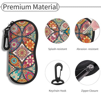 Hion Sunglasses Soft Case Ultra Light Neoprene Zipper Eyeglass Case With Belt Clip - color: 2b-rosette