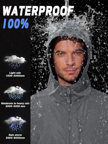 UIQUR Mens Cycling Jacket Waterproof Rain Jacket - color: Grey, size: Small