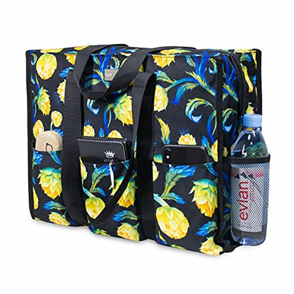 TOPDesign Utility Water Resistant Tote Bag with 13 Pockets, Zipper Closure - color: Artichoke, size: Large