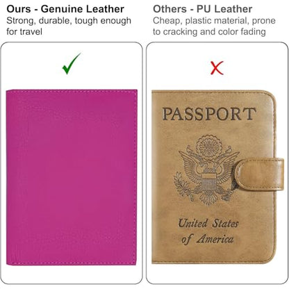Hot Pink RFID Genuine Leather Passport Wallet - color: Hot Pink
