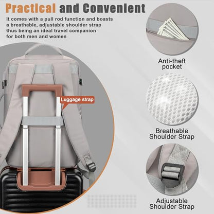 40L Travel Backpack, Flight Approved Carry On Laptop Backpack - color: Grey, size: Large