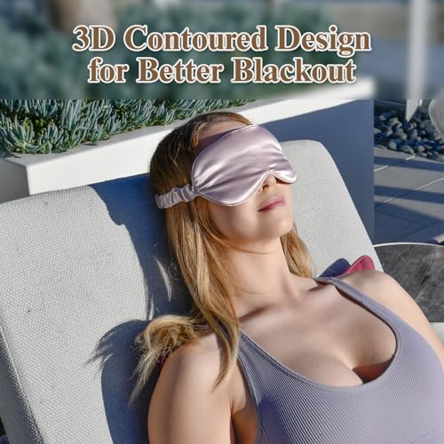 BeeVines 22 Momme Silk Sleep Mask, 3D Contoured Eye Masks for Women(2 Pack)