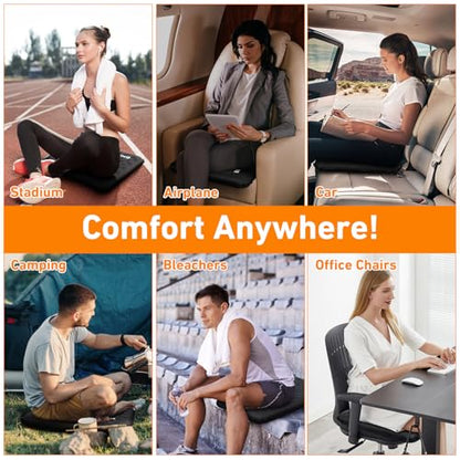 Inflatable Seat Cushion, Self Inflating Compact Stadium Seat Cushion - color: Black-1pack