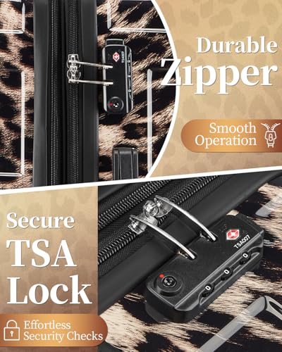 Expandable 24 Inch Checked Luggage Suitcase with TSA Lock - color: Cheetah, size: M(checked-24")