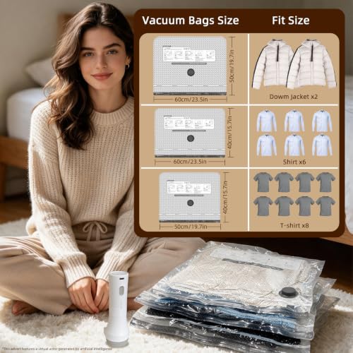 9 Pack Vacuum Bags for Travel with Electric Pump, Space Saver for Storage - size: 9 P