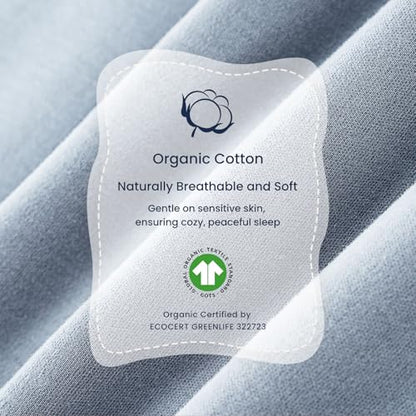 KaiyaBaby Organic Cotton Baby Sleep Sack, Long Sleeve 1.0 TOG, 0-6M - color: Blue Flint Stone, size: 0-6M