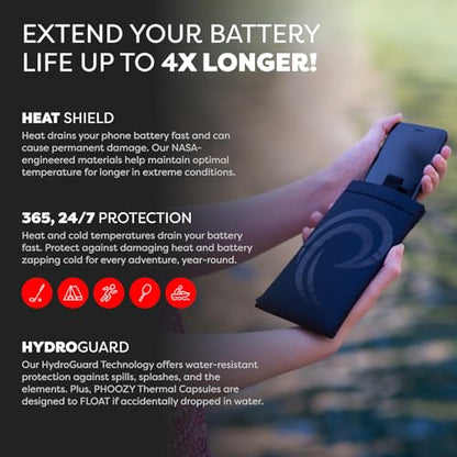 PHOOZY Apollo II Thermal Phone Case with NASA-Derived Technology - Extends Battery Life 4X in Hot or Cold Weather - Military Grade 8-Foot Drop Protection Insulated Pouch - Medium Black - color: Apollo II Blackout, size: MEDIUM