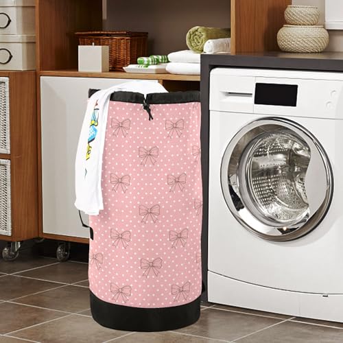 Bow Polka Dot Light Laundry Bag Backpack Bags Mesh Wash Laundry Bags Dirty Clothes Organizer for Vacation Road Trip Essentials Dorm - color: 18-Bow Polka Dot