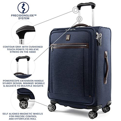 Travelpro Platinum Elite Checked Luggage Spinner, True Navy, 25-Inch - color: True Navy Blue, size: Checked-Medium 25-Inch
