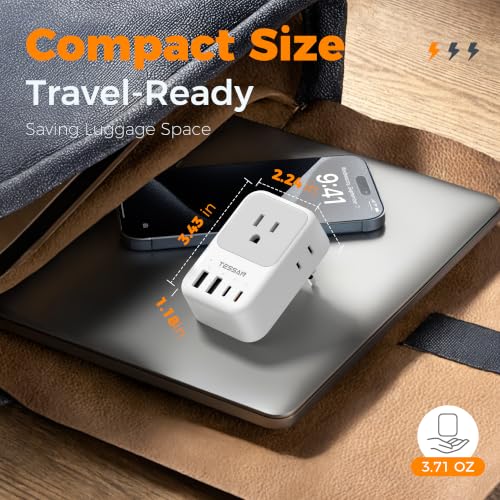 TESSAN US to Europe Plug Adapter, Type‑C Travel Adaptor - style: Type C- Most of Europe