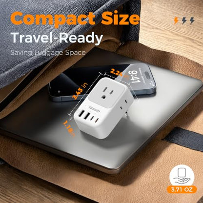 TESSAN US to Europe Plug Adapter, Type‑C Travel Adaptor - style: Type C- Most of Europe