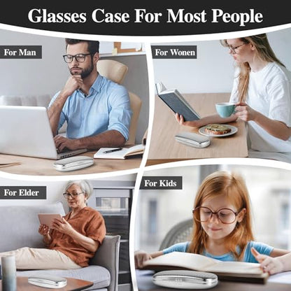 Hifot Metal Eyeglass Case Hard Shell, Aluminum Spectacles Box Sunglasses Case for Men Women, Reading Glasses Holder - color: Silver