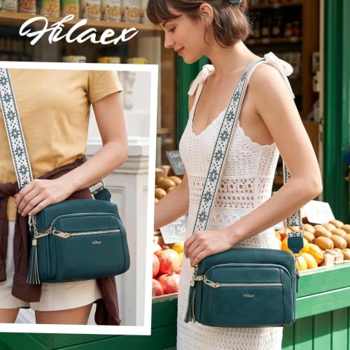 Vegan Leather Crossbody Bags for Women Anti theft Purses and Handbag - color: Turquoise Blue