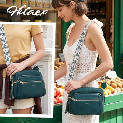 Vegan Leather Crossbody Bags for Women Anti theft Purses and Handbag - color: Turquoise Blue