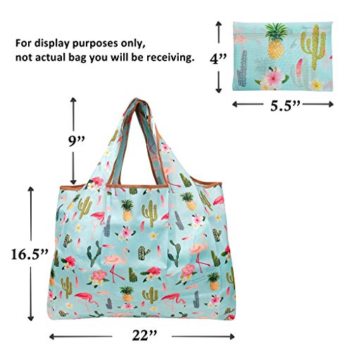allydrew Large Foldable Tote Nylon Reusable Grocery Bags, Seashells - color: Seashells