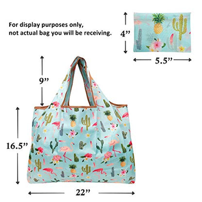 allydrew Large Foldable Tote Nylon Reusable Grocery Bags, Citrus - color: Citrus