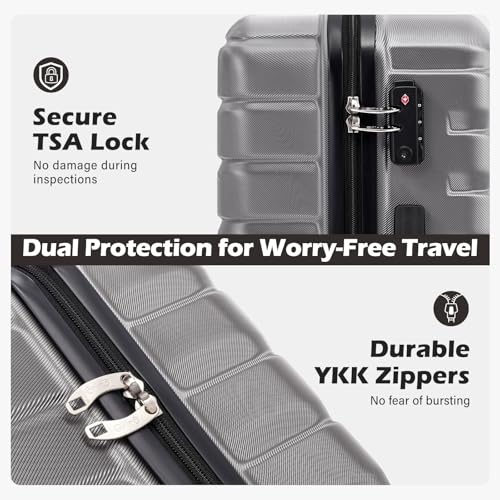 Coolife Lightweight Luggage with TSA Lock,Carry On Gray - color: Gray, size: Small(20in)