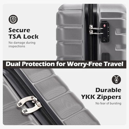 Coolife Lightweight Luggage with TSA Lock,Carry On Gray - color: Gray, size: Small(20in)