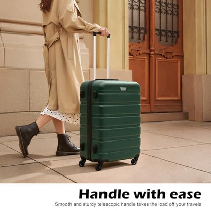 Coolife Luggage Set, 3 Piece Lightweight Durable Hardshell, Dark Green - color: Dark Green