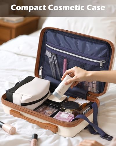 Coolife Luggage Set, Lightweight and Durable Hardshell,5 Pcs, apricot black - color: apricot black, size: 5 piece set