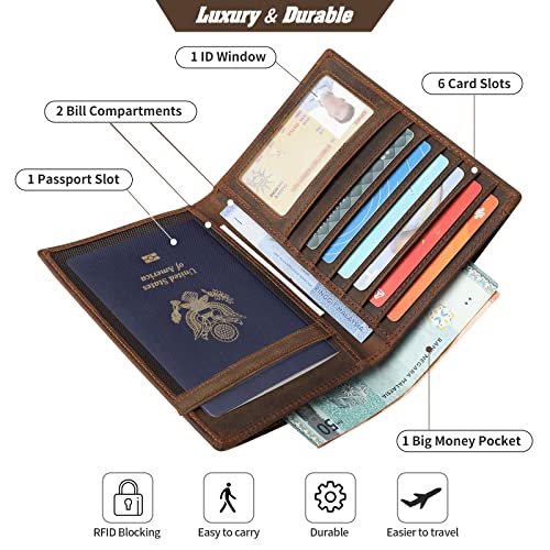 Jack&Chris Leather Passport Holder RFID Blocking Passport Travel Wallet Cover Case for Men Women Brown JC17 - color: JC17-Red Brown