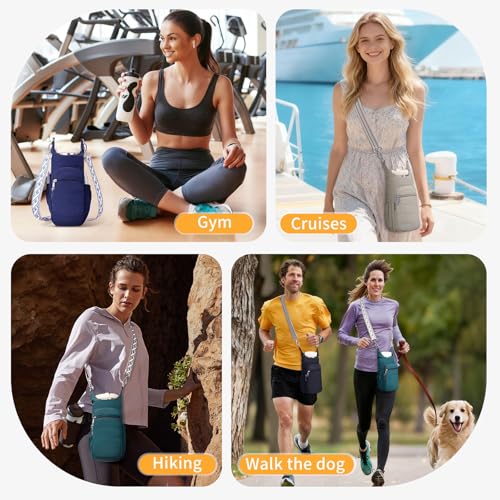 Water Bottle Bag 40 oz Crossbody Bag Insulated Carrier Purse Holder for Walking Hiking with Adjustable Strap - color: Black-2