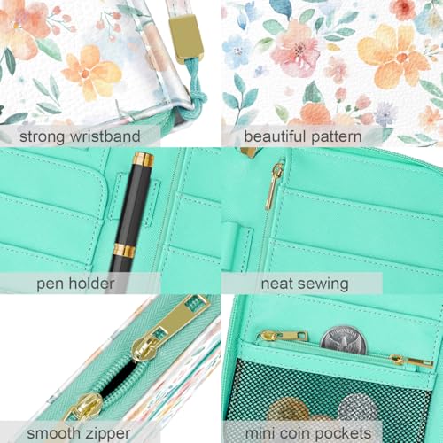 Family Passport Holder Wallet RFID Blocking Document Organizer - color: Watercoler Floral